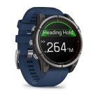 Garmin quatix® 8 – 47 mm (AMOLED, Sapphire Titanium, Captain Blue szilikon szíjjal)