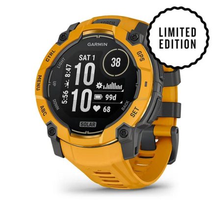 Garmin Instinct 3 Solar GPS Okosóra – 50 mm, Napelemes töltés (Napsárga / Sárgs- szürke szíjjal) 