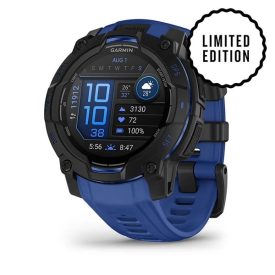   Garmin Instinct 3 GPS Okosóra – 45 mm, AMOLED Kijelző (Limited Edition – Fekete/Kék Tok, Fekete Szilikon Szíjjal)