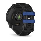 Garmin Instinct 3 GPS Okosóra – 50 mm, AMOLED Kijelző (Limited Edition – Fekete/Kék Tok, Fekete Szilikon Szíjjal)
