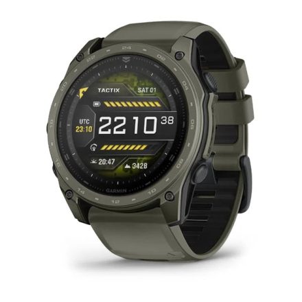 Garmin Tactix® 8 GPS Okosóra – 51 mm, AMOLED Sapphire, Titanium / Olívazöld Cerakote® Bevonattal (Fekete Szilikon Szíjjal)