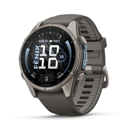 Garmin fenix 9 43mm AMOLED Titanium kavicsszürke szilikon szíjjal (ED)