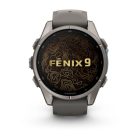 Garmin fenix 9 43mm AMOLED Titanium kavicsszürke szilikon szíjjal (ED)