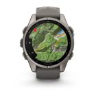 Garmin fenix 9 43mm AMOLED Titanium kavicsszürke szilikon szíjjal (ED)
