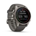 Garmin fenix 9 43mm AMOLED Titanium kavicsszürke szilikon szíjjal (ED)