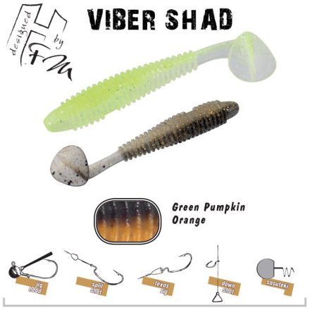 Herakles Viber Shad 3"/ 76mm – Green pumpkin orange