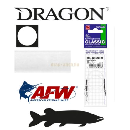 DRAGON invisible fluorocarbon classic harapásálló előke sz.: 15kg h.: 20cm