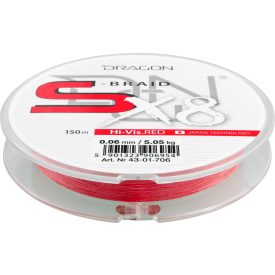 Dragon S-Braid X8 150m 0,06mm fonott zsinór – piros