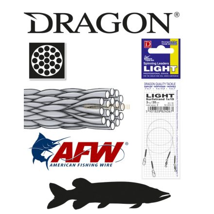 DRAGON 1x19 light surfstrand fém előke 3kg 30cm