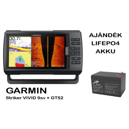 Garmin STRIKER 9SV + Rittar 12Ah LIFEPO4 akkumulátor 